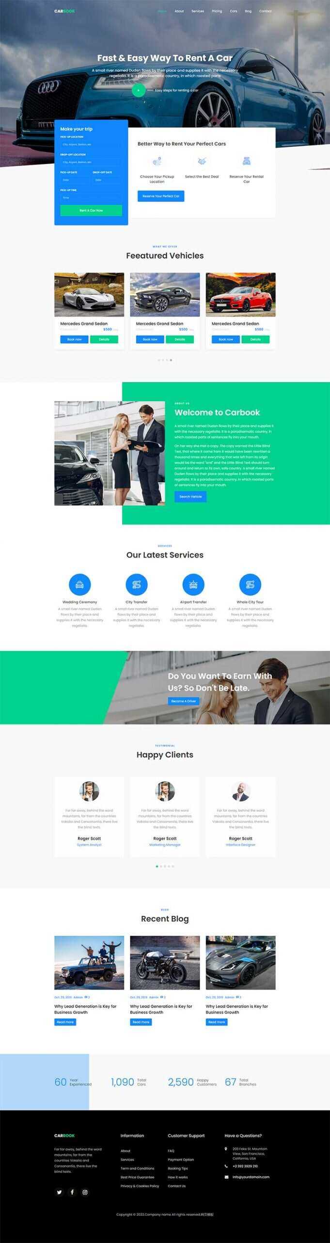 Bootstrap4汽车接送租赁服务网站html模板 - 灵魂源码网-网站搭建教学-软件开发-小程序源码