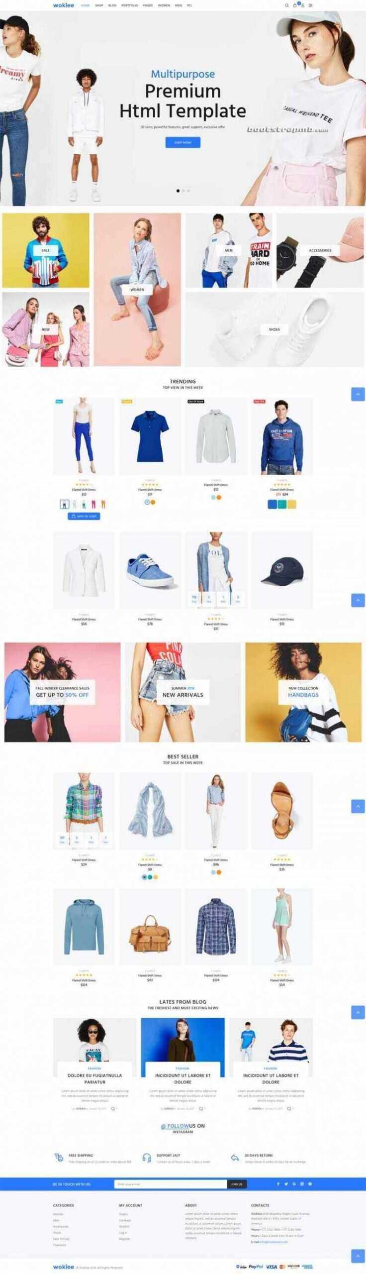 蓝色宽屏Bootstrap响应式服装购物商城 - 灵魂源码网-网站搭建教学-软件开发-小程序源码