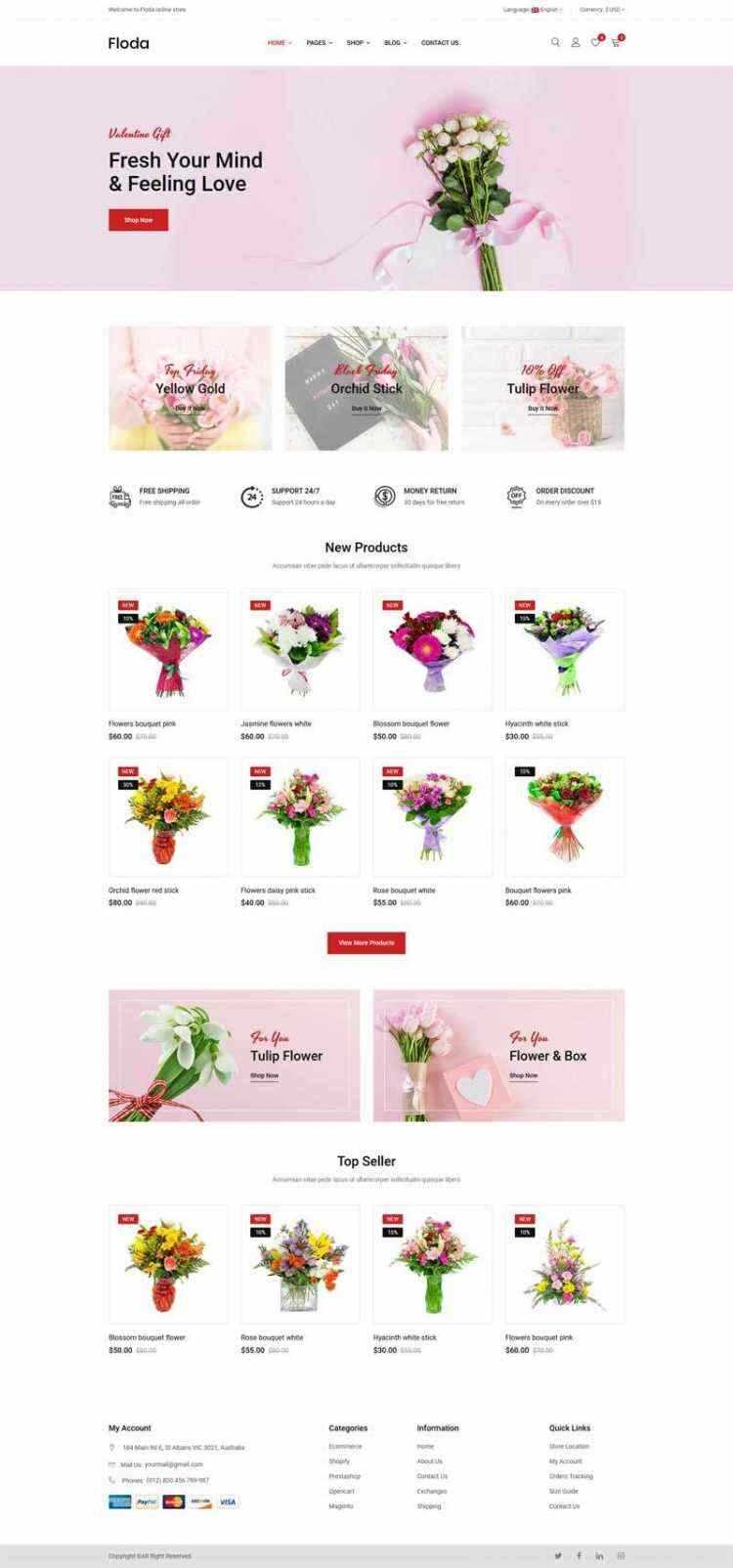 Bootstrap红色精美响应式鲜花花店电商网站 - 灵魂源码网-网站搭建教学-软件开发-小程序源码