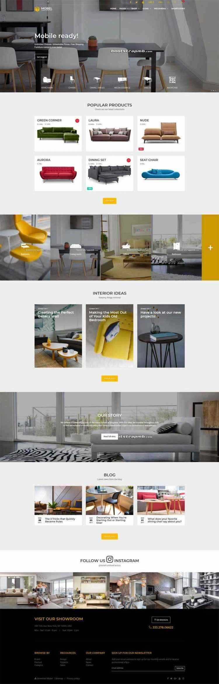 Bootstrap响应式在线家具商城电商网站 - 灵魂源码网-网站搭建教学-软件开发-小程序源码