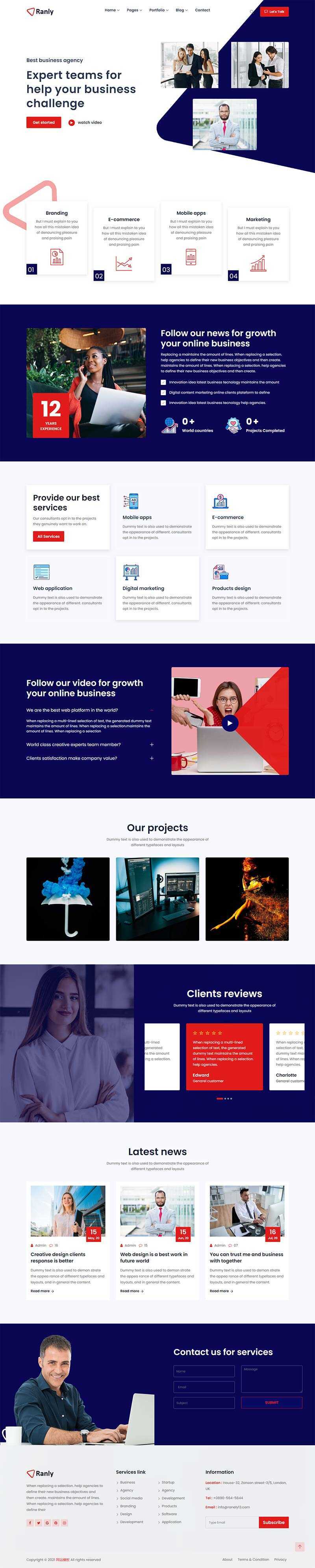 Bootstrap多用途的商业服务公司网站HTML模板 - 灵魂源码网-网站搭建教学-软件开发-小程序源码