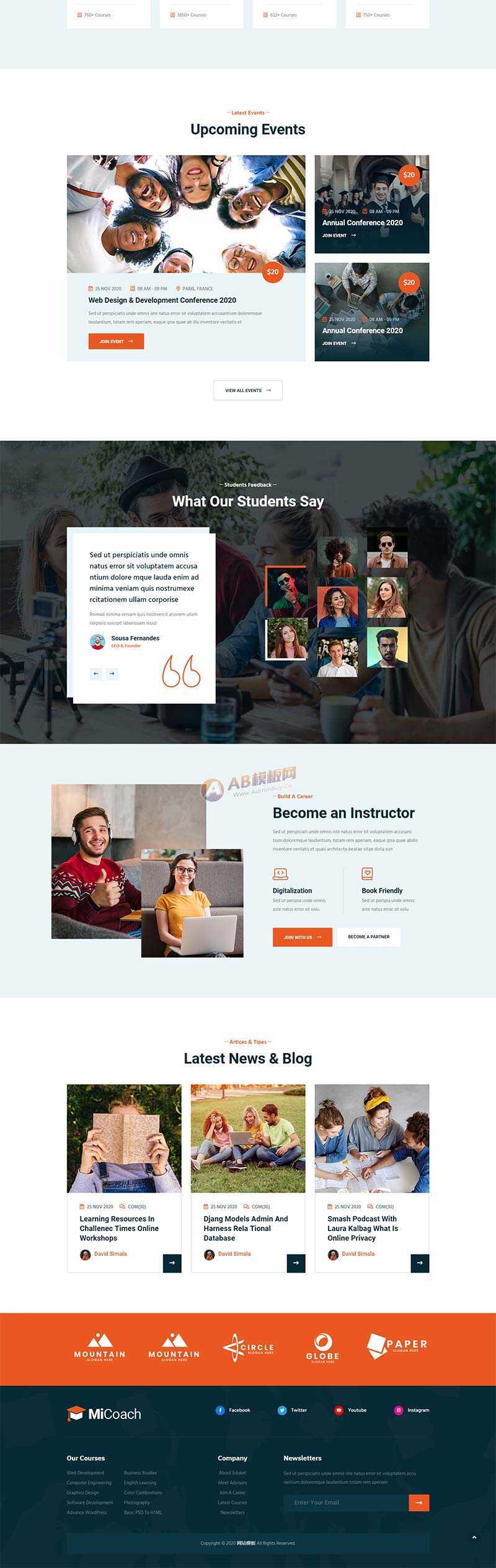 响应式在线课程教育培训行业网站HTML5模板 - 灵魂源码网-网站搭建教学-软件开发-小程序源码