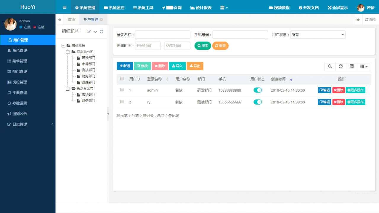 图片[3] - RuoYi若依管理系统最新版 基于SpringBoot的权限管理系统 - 灵魂源码网-网站搭建教学-软件开发-小程序源码