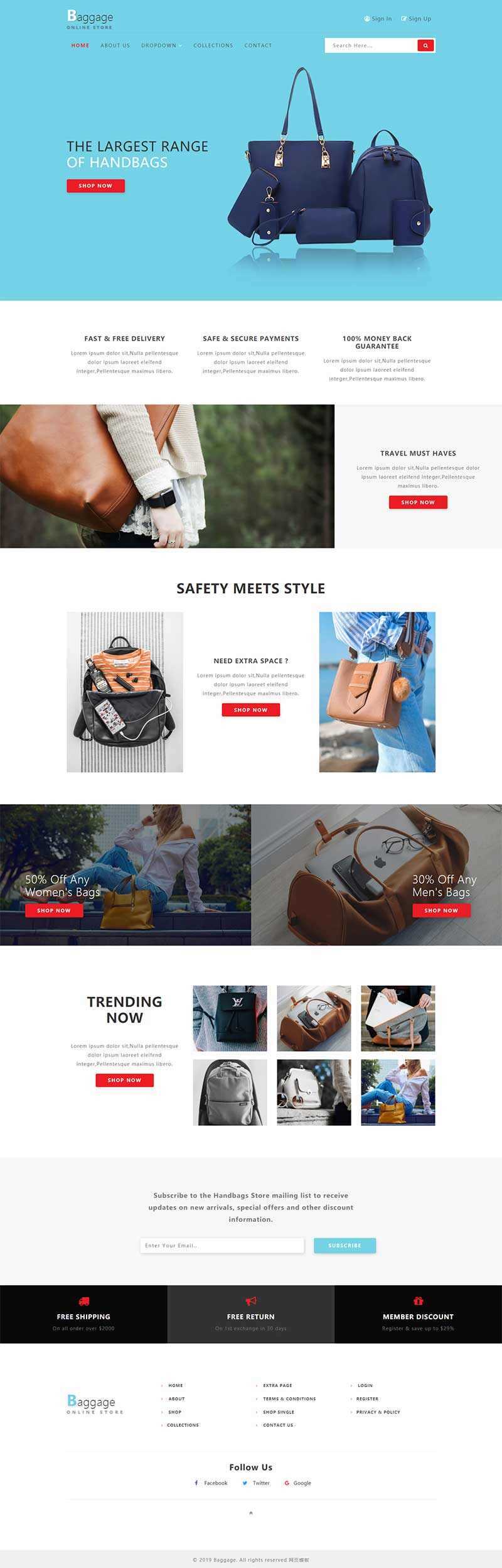 Bootstrap响应式箱包电子商务网站html模板 - 灵魂源码网-网站搭建教学-软件开发-小程序源码