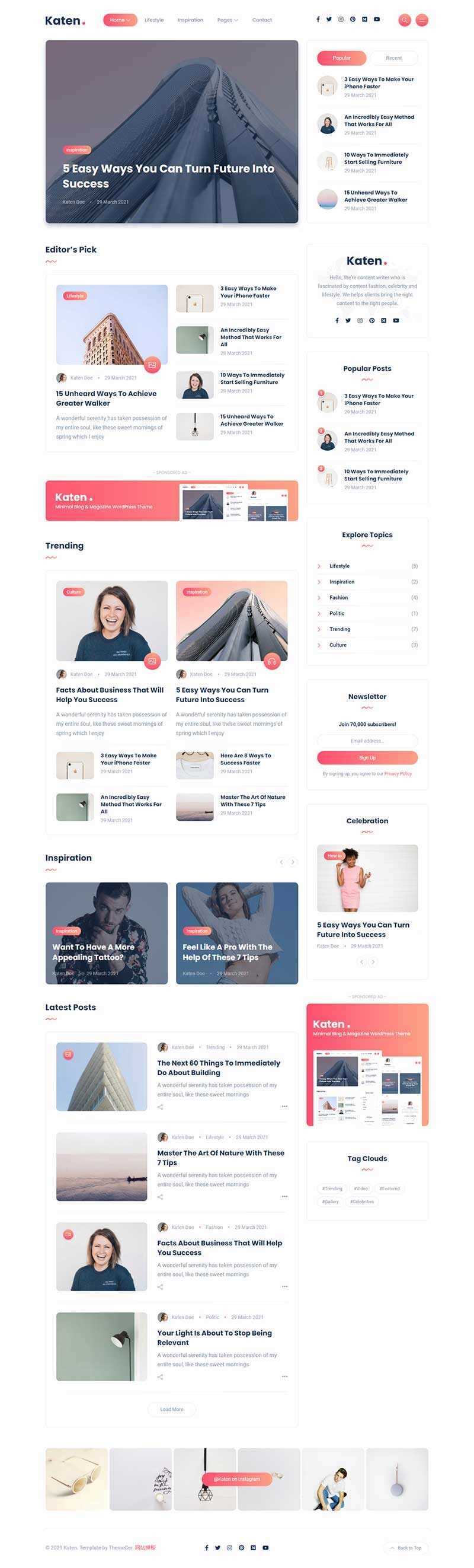 bootstrap响应式博客和杂志HTML模板 - 灵魂源码网-网站搭建教学-软件开发-小程序源码