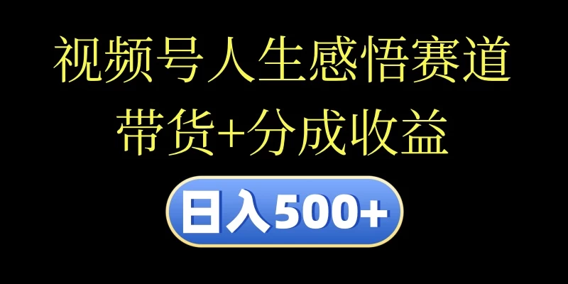 视频号人生感悟赛道,带货+分成收益,日入500+,10分钟做一个视频 - 灵魂源码网-网站搭建教学-软件开发-小程序源码