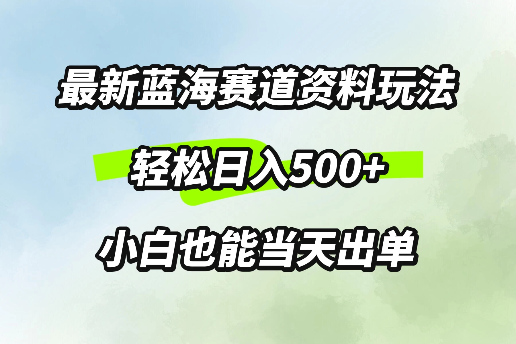 最新蓝海赛道资料玩法，轻松日入500+，小白也能当天出单 - 灵魂源码网-网站搭建教学-软件开发-小程序源码
