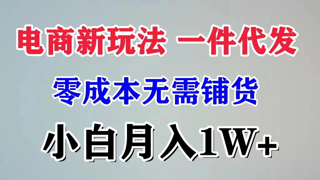 电商新玩法,一件代发,零成本无需铺货,小白月入1W+ - 灵魂源码网-网站搭建教学-软件开发-小程序源码