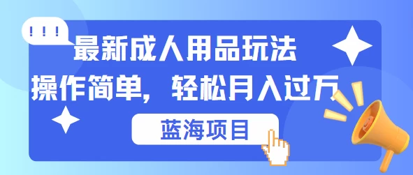 最新成人用品项目玩法,操作简单,蓝海项目轻松月入过万 - 灵魂源码网-网站搭建教学-软件开发-小程序源码
