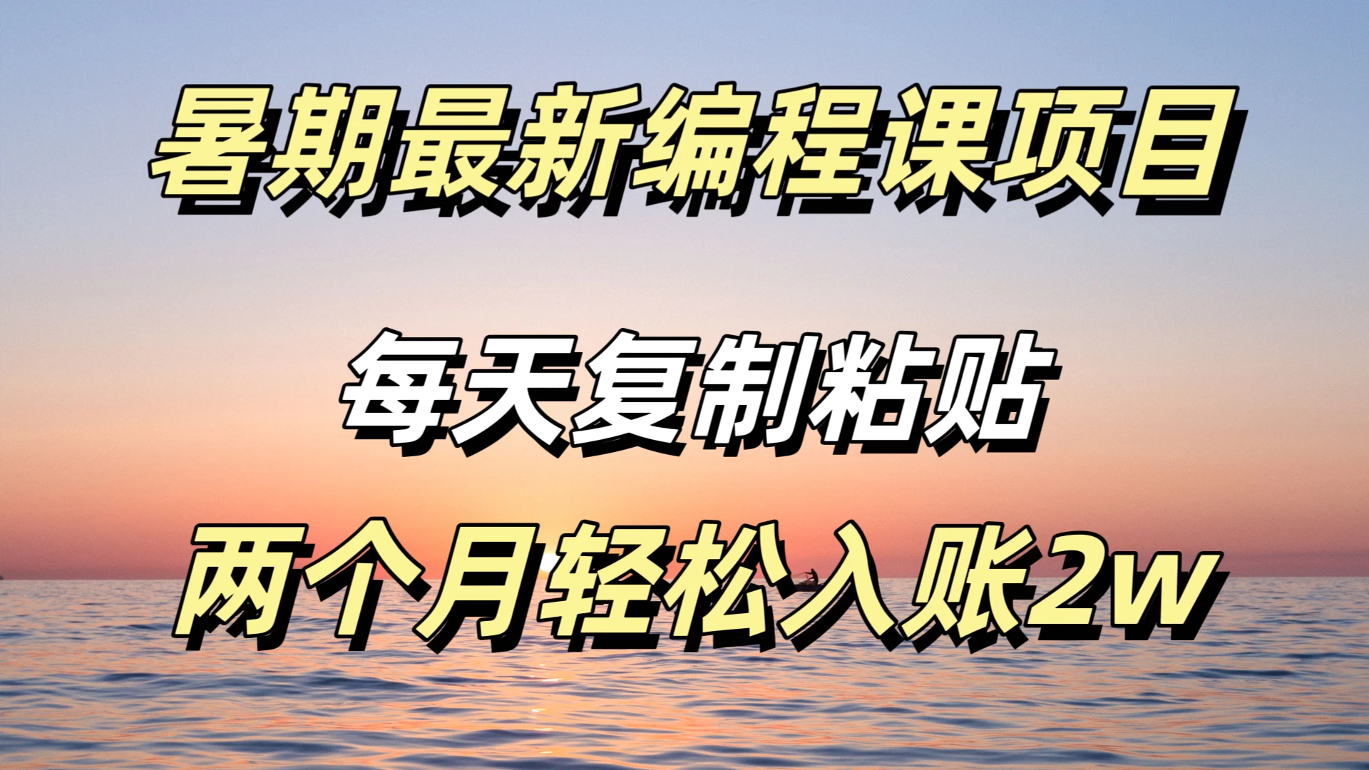 暑期最新编程课项目，简单易上手，只需复制粘贴，2w轻松到手 - 灵魂源码网-网站搭建教学-软件开发-小程序源码