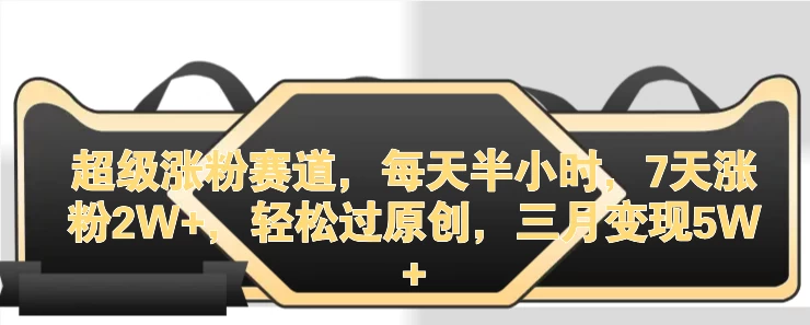 超级涨粉赛道,每天半小时,7天涨粉2W+,轻松过原创,三月变现5W+ - 灵魂源码网-网站搭建教学-软件开发-小程序源码