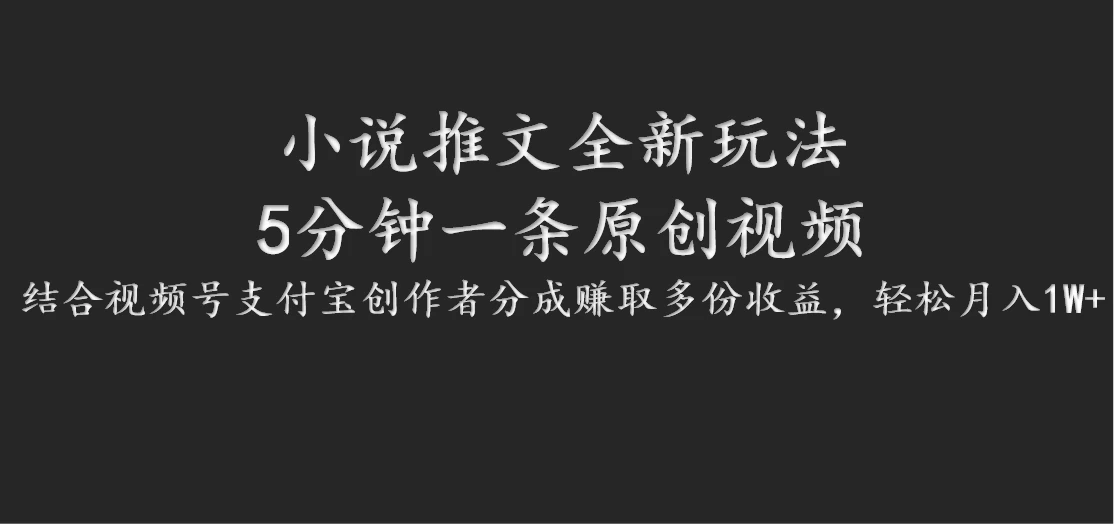 小说推文全新玩法，5分钟一条原创视频，结合视频号支付宝创作者分成赚取多份收益，轻松月入1W+ - 灵魂源码网-网站搭建教学-软件开发-小程序源码