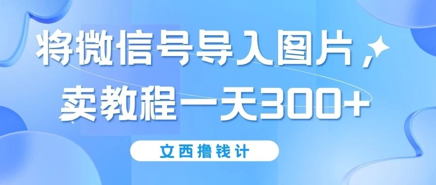 将微信号导入图片，卖教程一天300+（无脑操作！有手就会！） - 灵魂源码网-网站搭建教学-软件开发-小程序源码