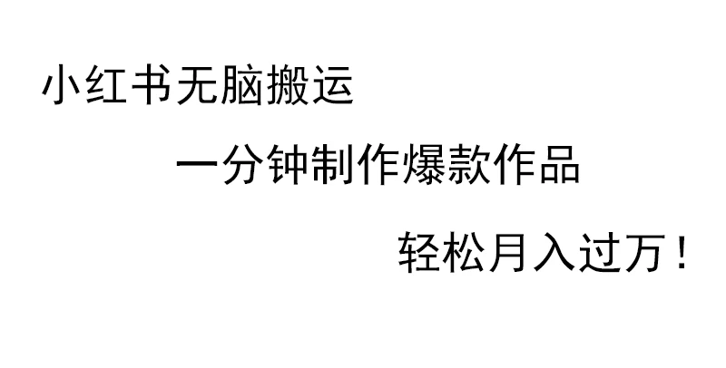 小红书无脑搬运，一分钟制作爆款作品，轻松月入过万 - 灵魂源码网-网站搭建教学-软件开发-小程序源码