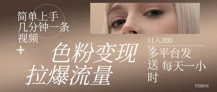 色粉变现,拉爆流量,简单上手几分钟一条视频,多平台发送每天一小时,日入300+ - 灵魂源码网-网站搭建教学-软件开发-小程序源码