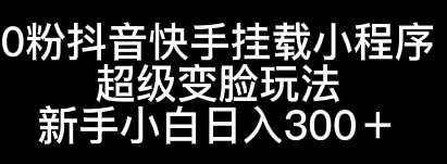 0粉抖音快手挂载小程序，超级变脸玩法，新手小白日入300+ - 灵魂源码网-网站搭建教学-软件开发-小程序源码