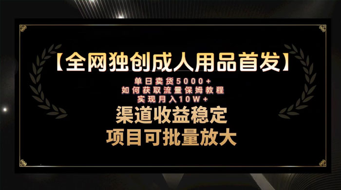 最新全网独创首发，成人用品赛道引流获客，单日卖货 5000+，月入 10w 保姆级教程 - 灵魂源码网-网站搭建教学-软件开发-小程序源码