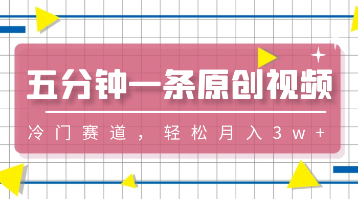 五分钟一条原创视频,冷门赛道,轻松月入3w+ - 灵魂源码网-网站搭建教学-软件开发-小程序源码