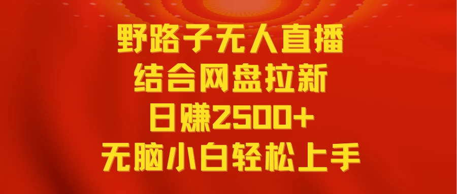 无人直播野路子结合网盘拉新，日赚2500+多平台变现，小白无脑轻松上手操作 - 灵魂源码网-网站搭建教学-软件开发-小程序源码