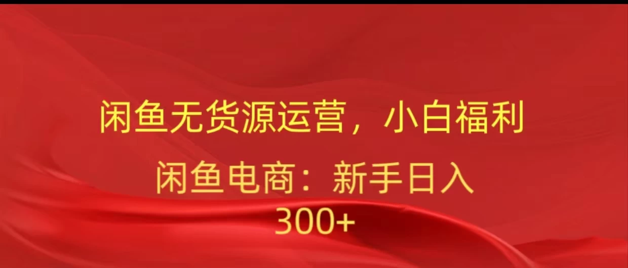 闲鱼无货源运营，小白福利，日入300+，轻松月入过万！ - 灵魂源码网-网站搭建教学-软件开发-小程序源码