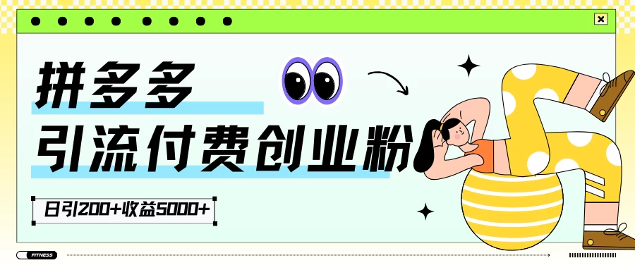拼多多引流付费创业粉,日引200+,收益5000+ - 灵魂源码网-网站搭建教学-软件开发-小程序源码