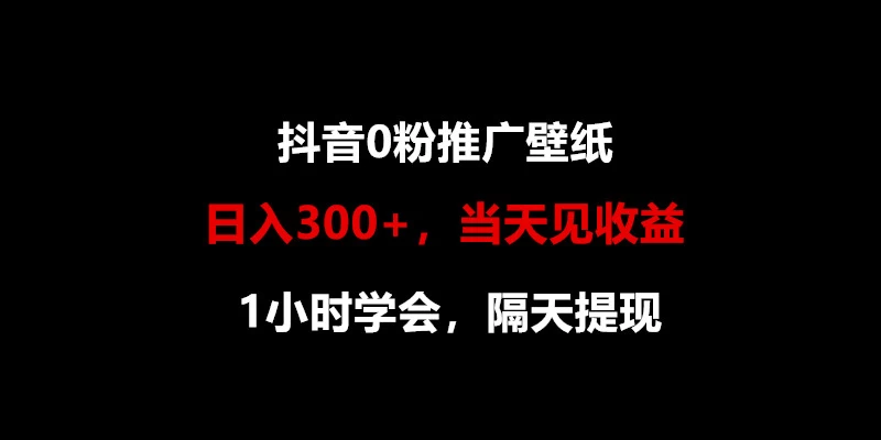日入300+,抖音0粉推广壁纸,1小时学会,当天见收益,隔天提现 - 灵魂源码网-网站搭建教学-软件开发-小程序源码