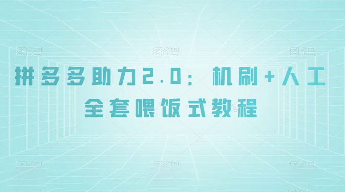 拼夕夕助力 2.0 新玩法：机刷+人工全套交付，喂饭式教程 - 灵魂源码网-网站搭建教学-软件开发-小程序源码