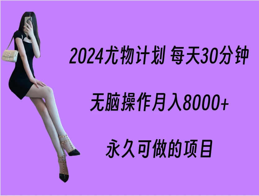 2024尤物计划 每天30分钟，无脑操作月入8000+，永久可做的项目 - 灵魂源码网-网站搭建教学-软件开发-小程序源码