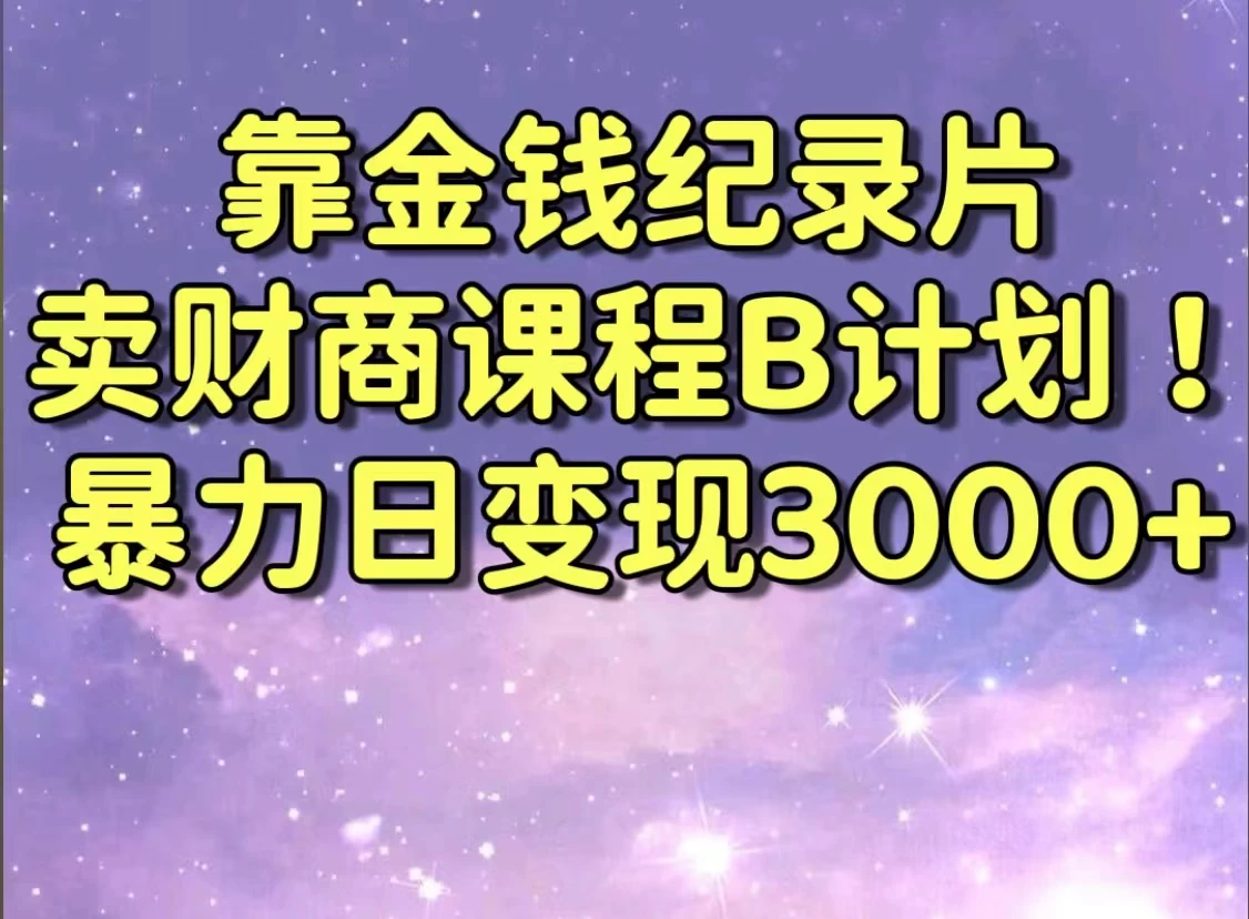 靠金钱纪录片卖财商课程，暴力日变现3000+，喂饭级干货教学！！ - 灵魂源码网-网站搭建教学-软件开发-小程序源码