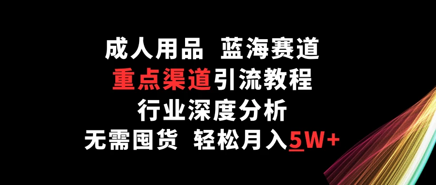 成人用品,蓝海赛道,重点渠道引流教程,行业深度分析,无需囤货,轻松月入5W+ - 灵魂源码网-网站搭建教学-软件开发-小程序源码