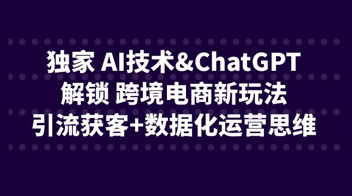 独家 AI 技术 ChatGPT 解锁跨境电商新玩法：引流获客 + 数据化运营思维 - 灵魂源码网-网站搭建教学-软件开发-小程序源码