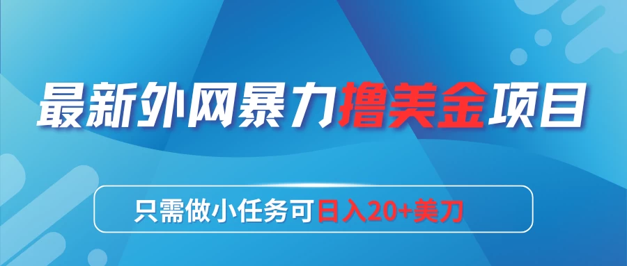 最新外网暴力撸美金项目，只需做小任务可日入20+美刀 - 灵魂源码网-网站搭建教学-软件开发-小程序源码