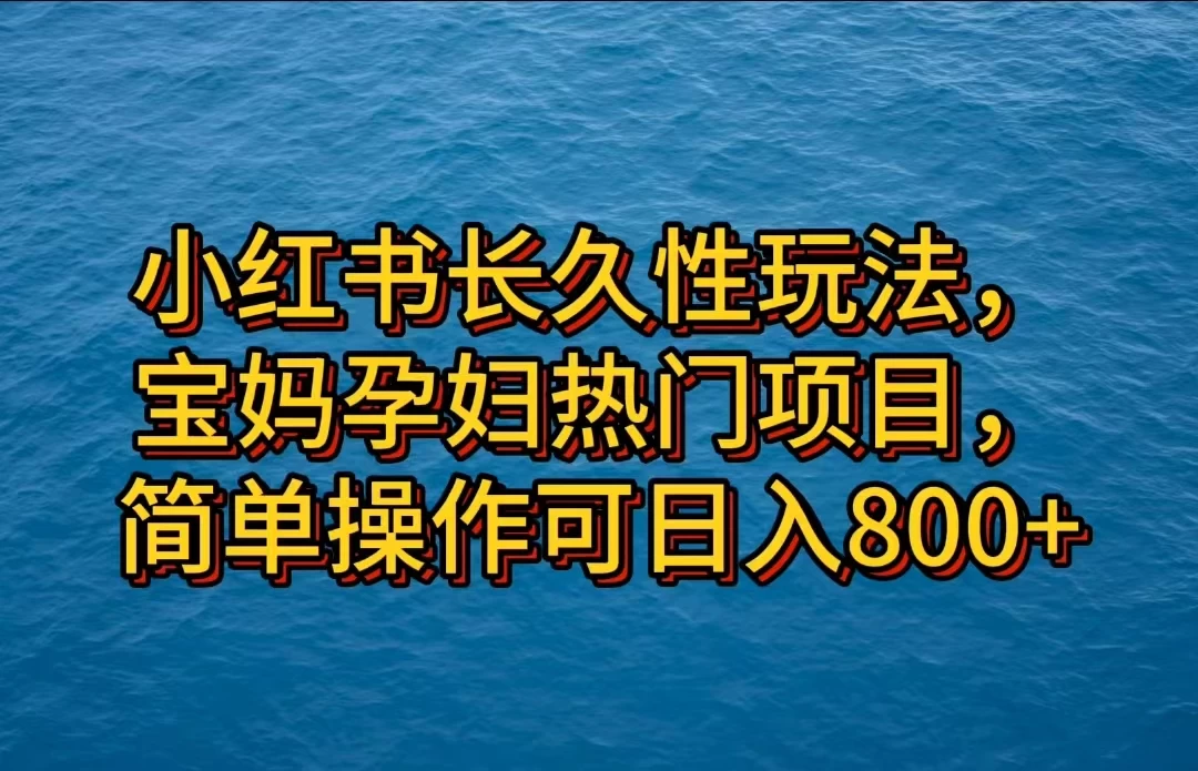 小红书长久性玩法，宝妈孕妇热门项目，简单操作可日入800+ - 灵魂源码网-网站搭建教学-软件开发-小程序源码