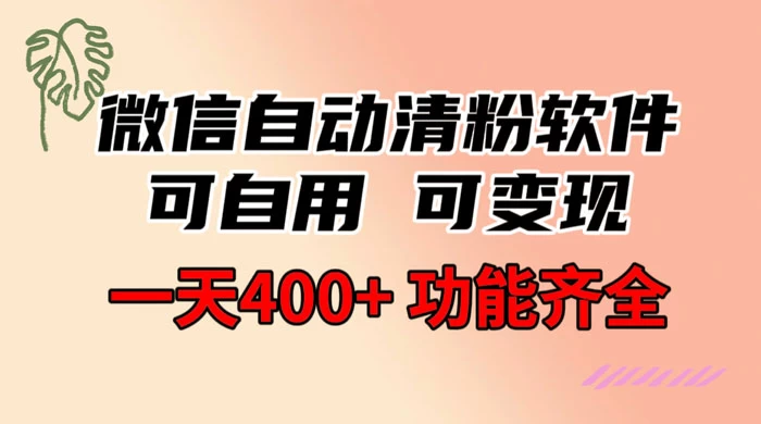 功能齐全的微信自动清粉软件，可自用可变现，一天 400+，0 成本免费分享 - 灵魂源码网-网站搭建教学-软件开发-小程序源码