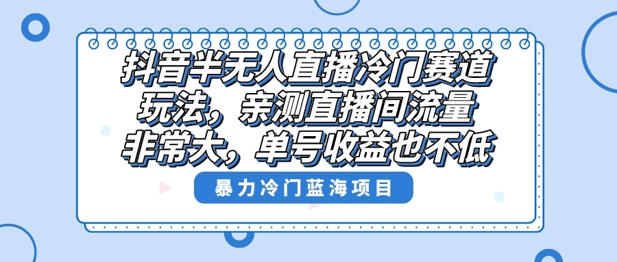 抖音半无人直播冷门赛道玩法，直播间流量非常大，单号收益也不低！ - 灵魂源码网-网站搭建教学-软件开发-小程序源码