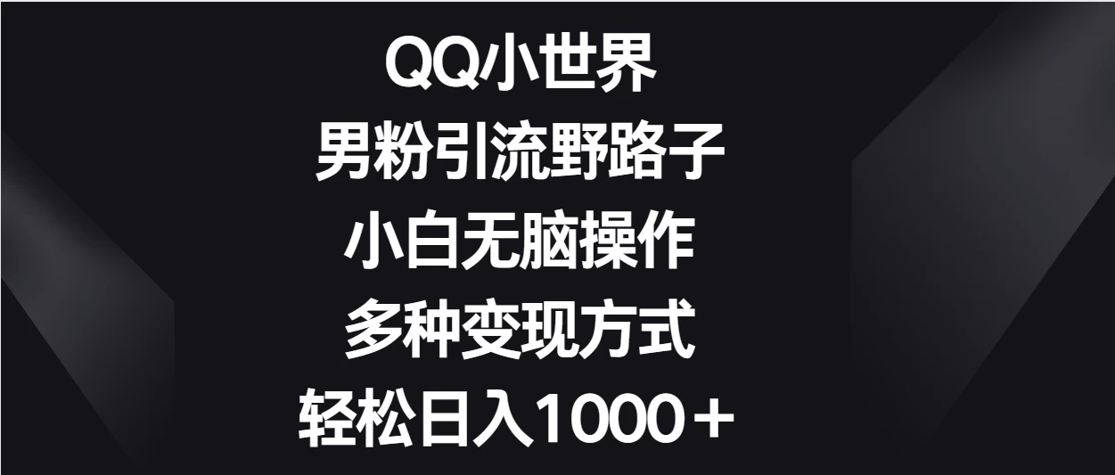 QQ小世界男粉引流野路子,小白无脑操作,多种变现方式轻松日入1000+ - 灵魂源码网-网站搭建教学-软件开发-小程序源码