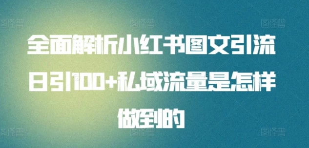 全面解析小红书图文引流日引100私域流量是怎样做到的 - 灵魂源码网-网站搭建教学-软件开发-小程序源码