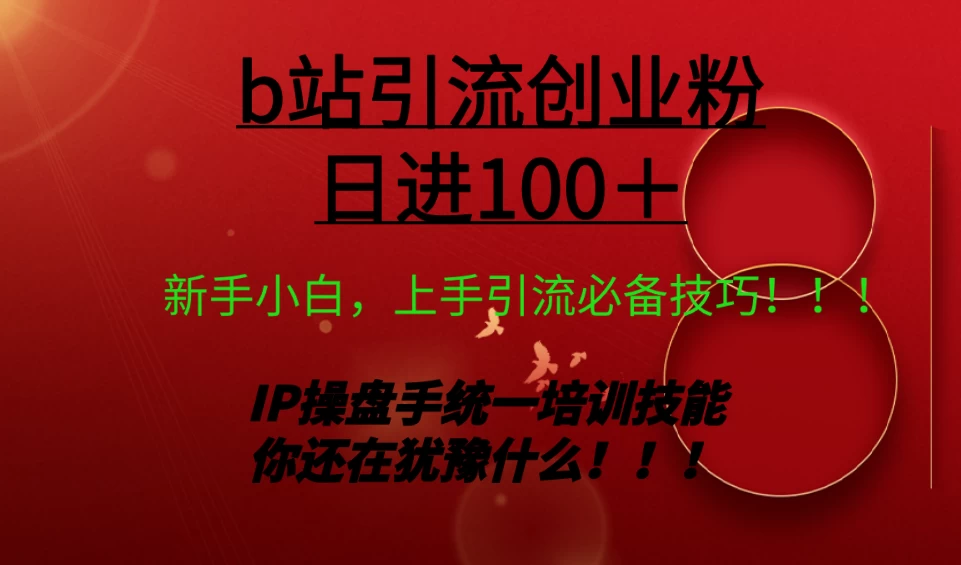日引创业粉 100+ b 站全套打法【实操教学】不容错过 - 灵魂源码网-网站搭建教学-软件开发-小程序源码