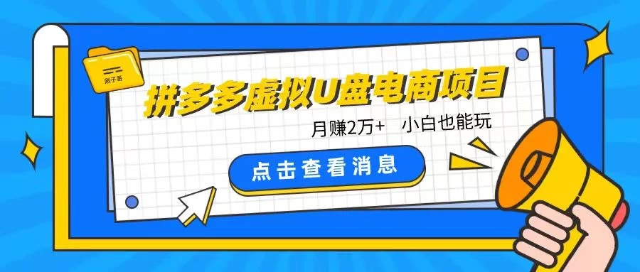 拼多多虚拟U盘电商红利项目：月赚2万+，新手小白也能玩 - 灵魂源码网-网站搭建教学-软件开发-小程序源码