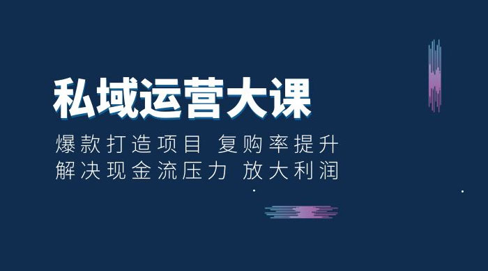 私域运营大课:爆款打造项目,复购率提升,解决现金流压力,放大利润 私域运营大课:爆款打造项目,复购率提升,解决现金流压力,放大利润