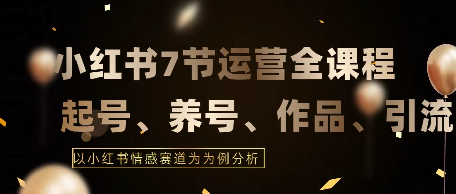 最新的7节小红书运营实战全教程，结合最新情感赛道，打通小红书运营全流程 - 灵魂源码网-网站搭建教学-软件开发-小程序源码