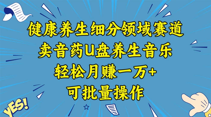 健康养生细分领域赛道,卖音药U盘养生音乐,轻松月赚一万+,可批量操作 - 灵魂源码网-网站搭建教学-软件开发-小程序源码