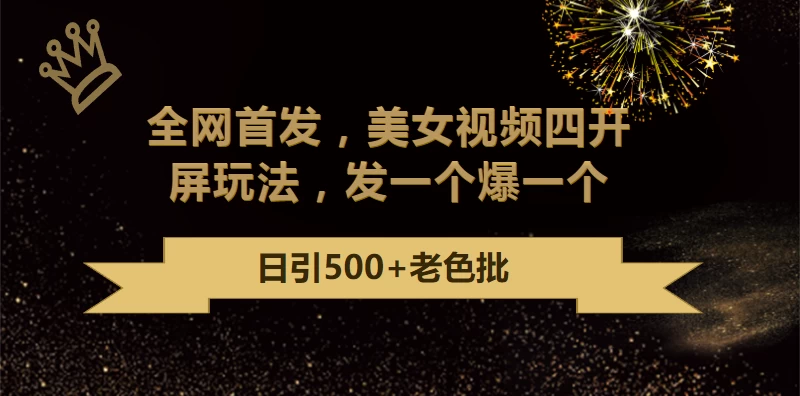 最新成人引流玩法,美女视频四开屏玩法,发一个爆一个,日引流500+精准 - 灵魂源码网-网站搭建教学-软件开发-小程序源码