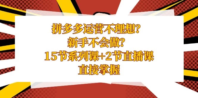 拼多多运营不理想？新手不会做？​15 节系列课+ 2 节直播课，直接掌握 - 灵魂源码网-网站搭建教学-软件开发-小程序源码
