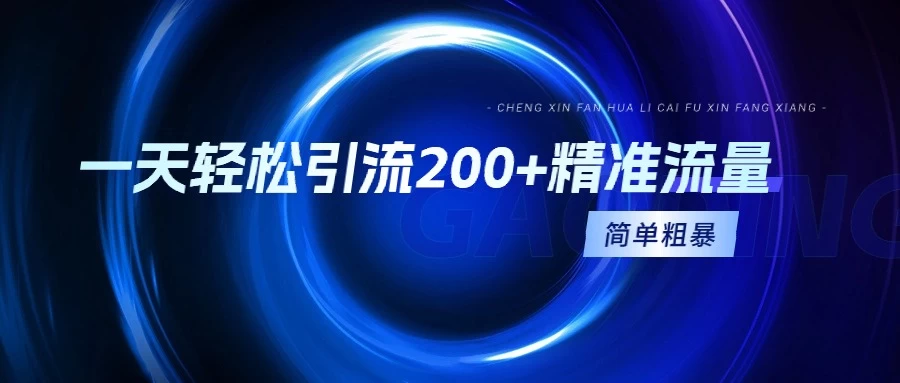 一天轻松引流200+精准流量，适合各行各业，一看就懂，简单粗暴 - 灵魂源码网-网站搭建教学-软件开发-小程序源码