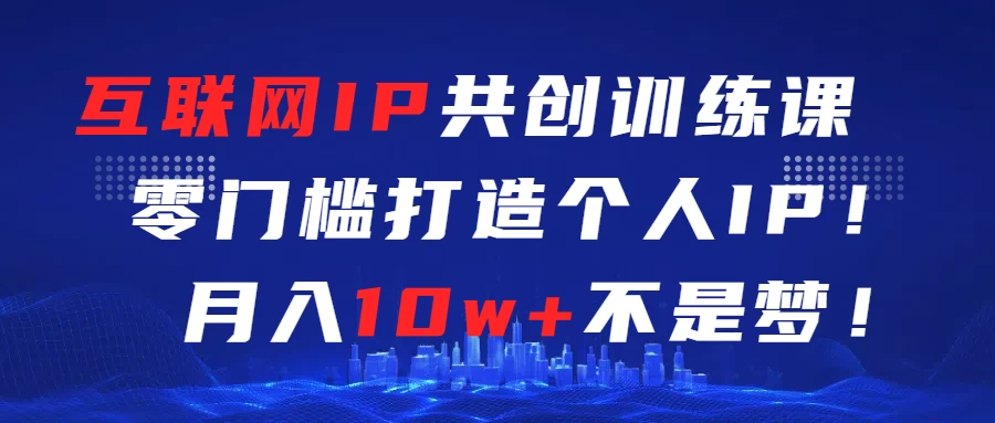 互联网IP共创训练课  零门槛打造个人IP  轻松月入2w+ - 灵魂源码网-网站搭建教学-软件开发-小程序源码