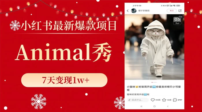 小红书最新爆款项目，Animal 秀，7天变现 1w+ - 灵魂源码网-网站搭建教学-软件开发-小程序源码