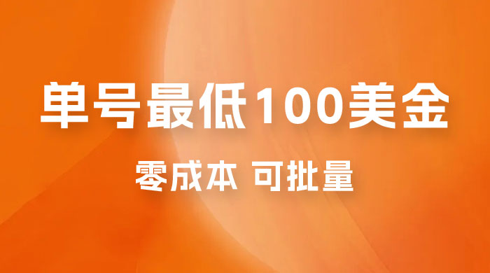 仅揭秘：单号最低 100 美金，零成本，小白无脑操作，可复制，可扩大 - 灵魂源码网-网站搭建教学-软件开发-小程序源码