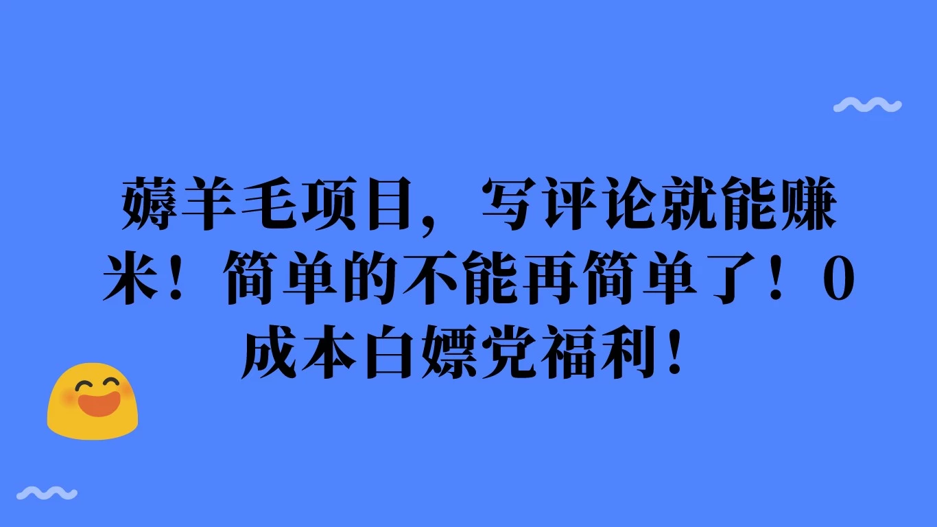 薅羊毛项目，写评论就能赚米！简单的不能再简单了！0成本白嫖党福利！ - 灵魂源码网-网站搭建教学-软件开发-小程序源码