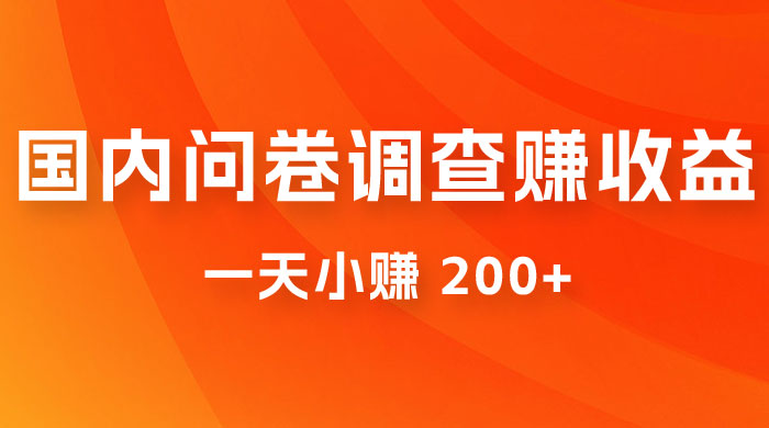 国内问卷调查赚收益，一天小赚 200+，小白随便上手 - 灵魂源码网-网站搭建教学-软件开发-小程序源码